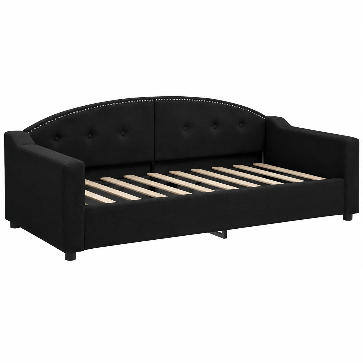 Divano Letto Singolo Moderno in Tessuto Nero 90x190 cm per Ospiti