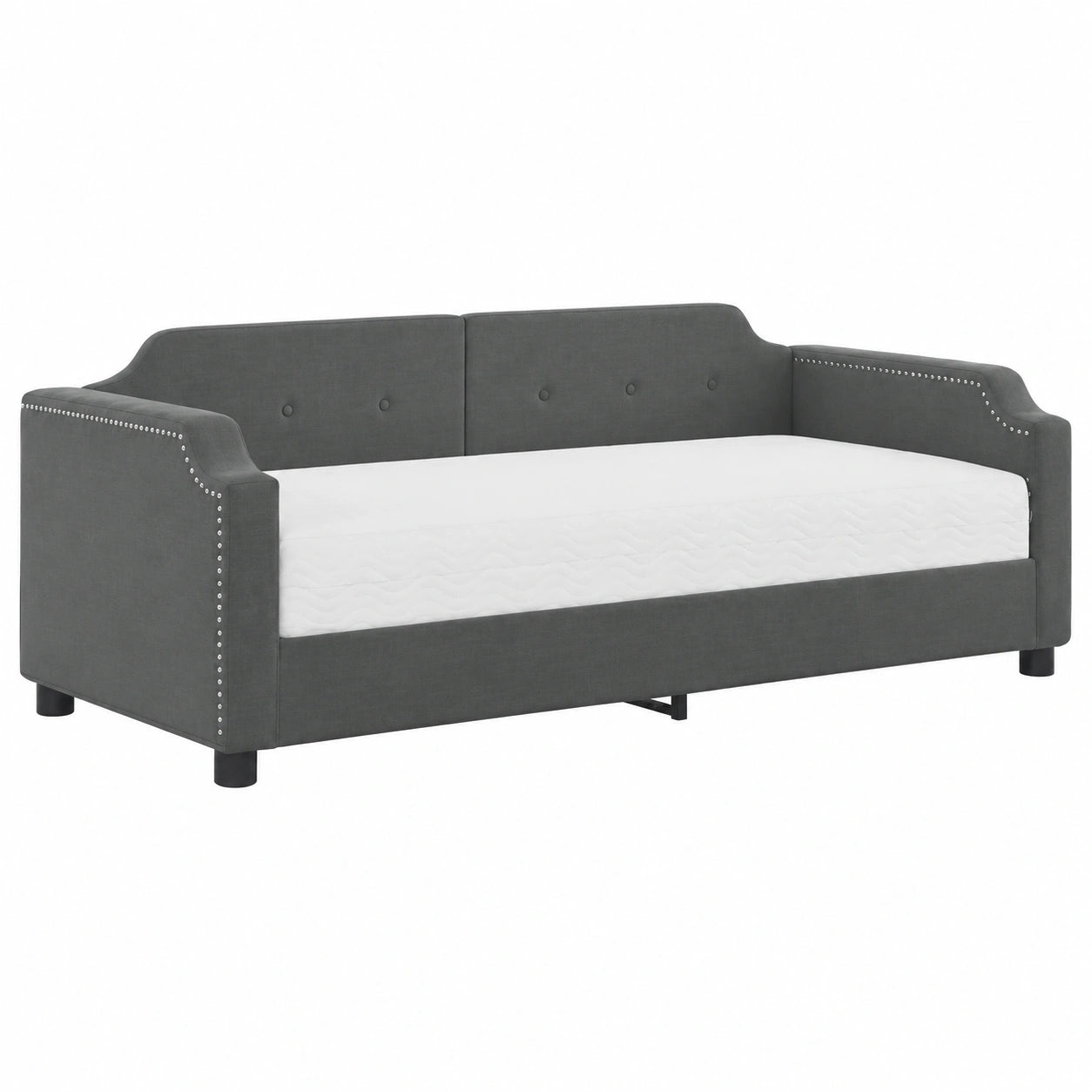 Divano Letto Trasformabile 90x200 cm Grigio Scuro con Cassetti e Struttura in Legno e Metallo